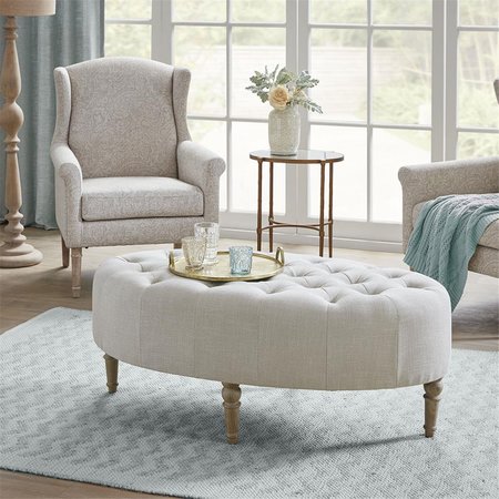 MARTHA STEWART Linen Clara Accent Ottoman MT101-0011